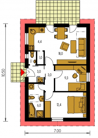 Mirror image | Floor plan of ground floor - BUNGALOW 14